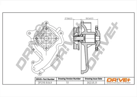 Помпа води Ford Connect 1.8DI/TDCI Drive+ DP2310.10.049