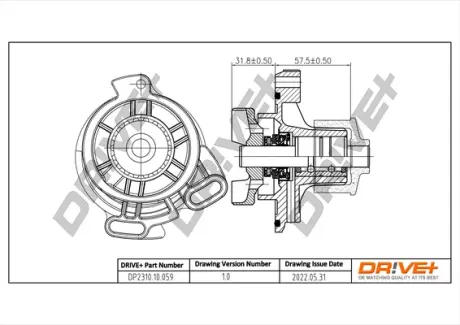 Помпа води VW T4 2.4D 91-95 (18z) (AAB) Drive+ DP2310.10.059