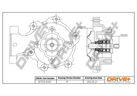 Помпа води Ford Mondeo III/Transit/Jaguar X-Type 2.0D/2.2D 00-09 Drive+ DP2310.10.061