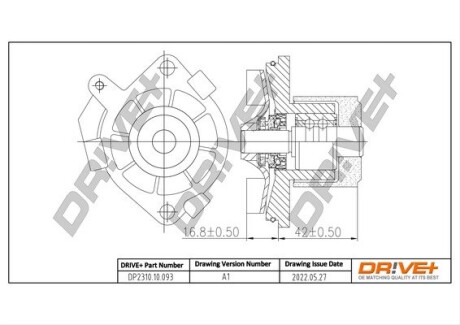 Помпа води Fiat Doblo 1.9D/JTD 01-/Opel Astra H/Vectra C/Zafira B 1.9CDTI 04-10 Drive+ DP231010093