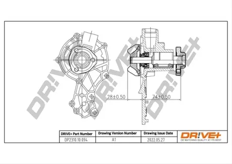 Помпа води Audi/Seat/VW 1.3-2.0/1.6-2.0i/1.6-1.9D/TD/SDI/1.8GTI/2.0E 78-03 (WPQ1161) Drive+ DP2310.10.094