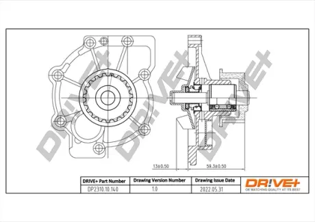 Помпа води Ford Focus/Kuga/Mondeo 2.5ST/RS 05-/Renault Laguna 2.0 16V 95- (z=19) Drive+ DP2310.10.140