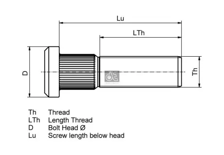 Болт колеса M22x1,5 x74мм (довжина різьби 32мм) TRAILOR G, H100, L200, MS, N, RLSM, W DT 1040000