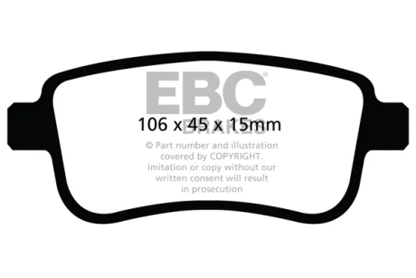 Гальмівні колодки - тюнінг Red Stuff, дозвіл, задн RENAULT MEGANE III 2.0 05.09-08.15 EBC DP32025C