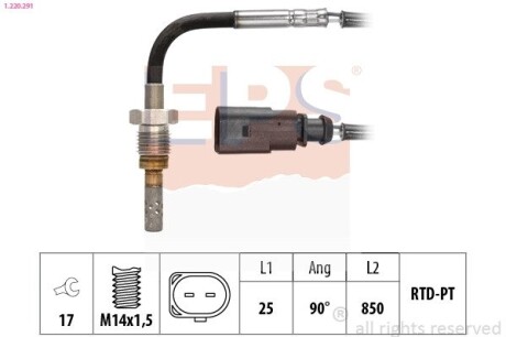 Датчик температури випускних газів VAG Octavia III 1.6TDI 12-/Golf VII 1.6TDI 13- EPS 1.220.291