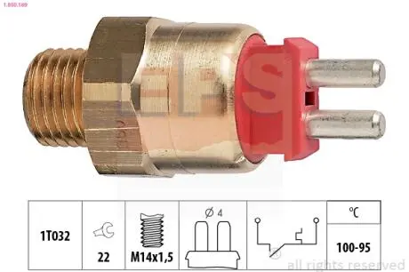 Датчик включения вентилятора (100-95°C) MB 190 (W201) -97 EPS 1.850.169