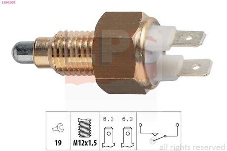 Вимикач фар заднього хода VW Golf 1.6-1.8 76-89/T-2 82-87 EPS 1.860.009