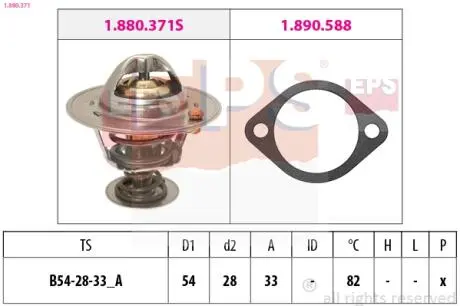 Термостат 82С Elantra IV 2.0 00-10/I30 2.0 07-12/Kia Ceed 2.0 06-12/Sportage 2.0 16V 04- EPS 1.880.371