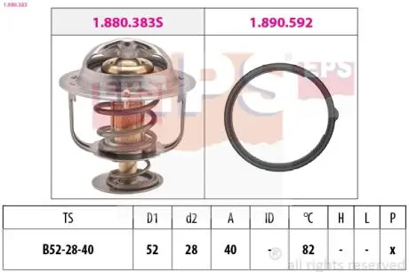 Термостат Mazda 626 GE 1.8,2.0,2.5 91-/6 1.8I 16V,2.0I 16V,2.3I 16V,2.0TDVI 16V 07-/ 2.0I 16V 07- EPS 1.880.383