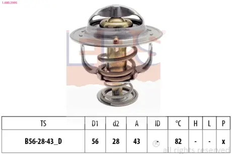 TOYOTA термостат (Made in Italy!) Avensis,Camry,Rav 4 III,Mitsubishi Lancer X,Outlander III,Nissan,Volvo EPS 1.880.399S