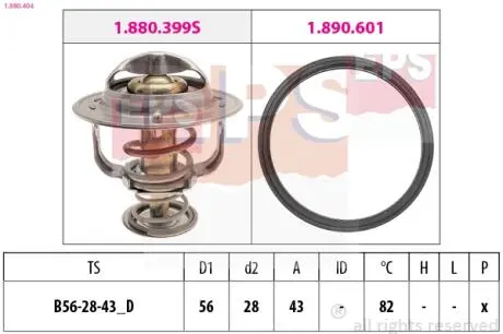 Термостат 82C Lexus GS/LS 4.0 RX 3.0 97- Mitsubishi Galant/Grandis/OutlanderToyota Avensis/Corolla/Camry 00- EPS 1.880.404