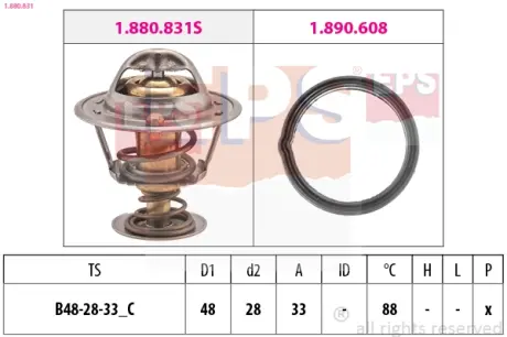 HYUNDAI термостат i10 1,1 11- EPS 1.880.831