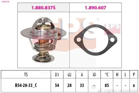 Термостат з прокладкою Hyundai Elantra/Santa Fe/Tucson/Kia Seed 2.0 CRDi/Sportage 1.5/1.6/1.5CRDi/2.0 CRDi 04- EPS 1.880.838