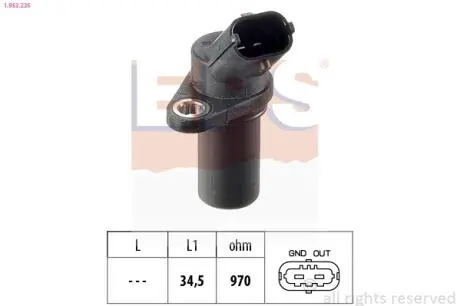 Датчик положення к/вала Opel Agila, Astra G/H, Corsa B/C, Meriva, Tigra 1.0-1.4 96- EPS 1.953.235