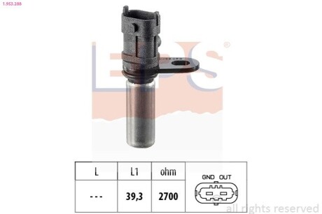 Датчик імпульсів Opel Astra G/H/Corsa C/Vectra B/C/Zafira 1.4-1.6i 16V 95- EPS 1.953.288 (фото 1)