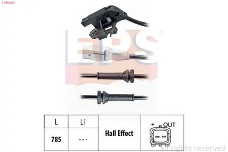 CITROEN датчик ABS передн. PEUGEOT 307, Citroen C4 EPS 1.960.031