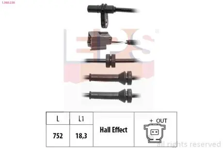Датчик ABS задн. Nissan Leaf 10- EPS 1.960.236