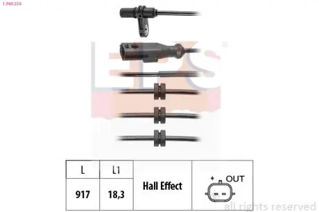 Датчик ABS Nissan Juke,Renault Clio 1.0-1.6 2019- EPS 1.960.254
