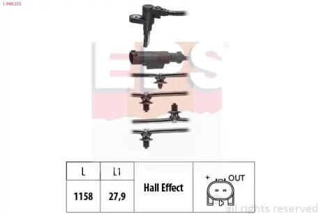 Фото db датчик задн. прав. abs vito 03-, viano 2.0-3.7 03- EPS 1.960.255 DB Датчик задн. прав. ABS VITO 03-, VIANO 2.0-3.7 03- EPS 1.960.255