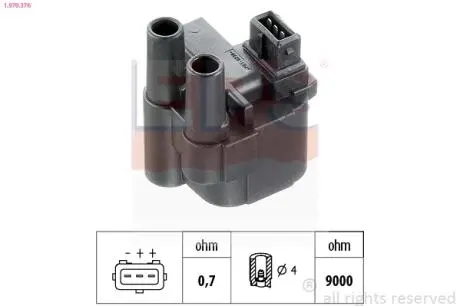 RENAULT котушка запалювання (чорна) Kangoo 1,4, Clio II 1,4/1,6, Megane 1,6, Scenic 1,6 EPS 1.970.376