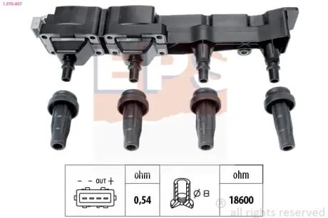 Котушка запалювання Citroen Berlingo/C2/C3/C4 1.1/1.6 11.00-Peugeot EPS 1.970.407