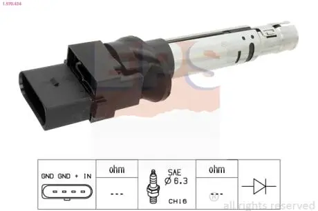 Котушка запалювання Audi A3 3.6Fsi 09.04- Skoda Superb 3.6 V6 11.08- VW Passat 3.2/3.6Fsi 09.05- EPS 1.970.434