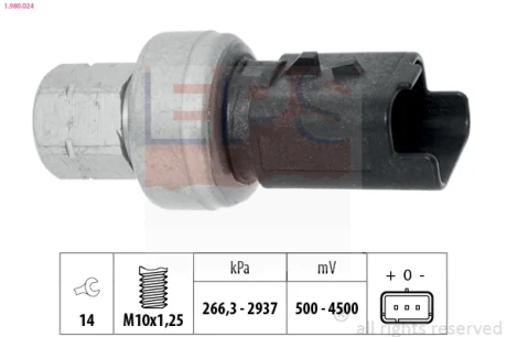CITROEN Датчик тиску кондиціонера Berlingo 96-, С2/С3/С4/С5 EPS 1.980.024