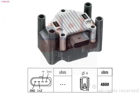Котушка запалювання Audi A4 94-/VW Passat 1,6 97-/Skoda Octavia 98- EPS 1.990.420