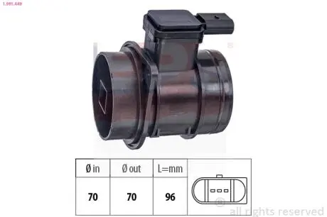 Витратомір повітря Audi A4/A6/Q3/Q5/VW Caddy/Crafter/Golf/T5 2.0TDI 05- EPS 1.991.449