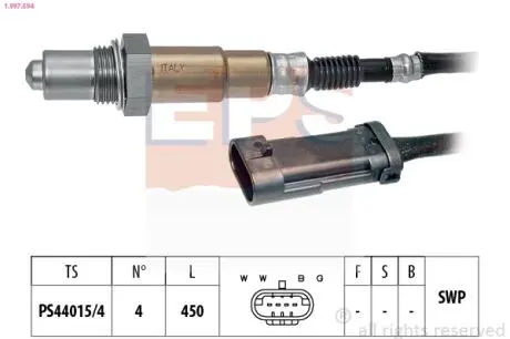 Лямбда-зонд 450mm Renault Clio 1.6 16V 05-/Modus 1.6 04- EPS 1.997.594