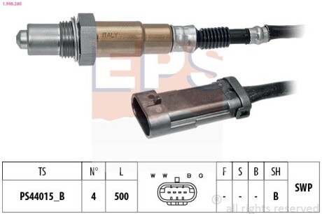 Лямбда-зонд Renault Clio/Megane/Scenic/Kangoo 1.4-2.0 98- EPS 1.998.280