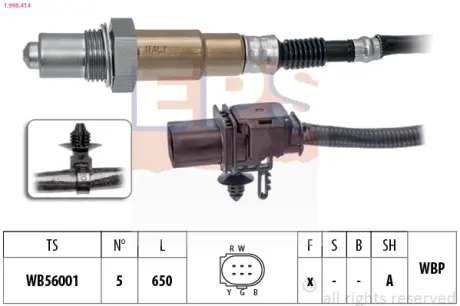 FORD Лямбда-зонд FOCUS 2.0 10-14, KUGA 2.0 08-12 EPS 1.998.414