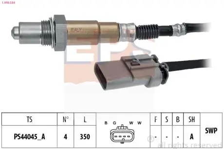 Лямбда зонд Opel Astra K 1.2Turbo 19- EPS 1.998.584