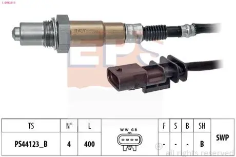 Лямбда-зонд Volvo S60 2.0 19-/S90 2.0 16-/V60 2.0 18-/V90 2.0 16- EPS 1.998.611