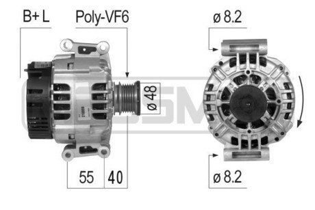 Генератор MB Vito 108 CDI 2.2 -03/ Sprinter 4-t 408/411/413/416CDI -06 ERA 210059A