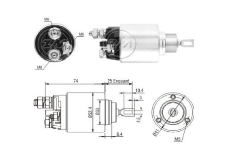 Тяговое реле, стартер ERA ZM1381