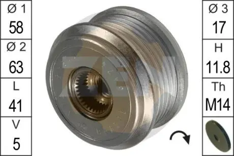 Шкив генератора инерционный ERA ZN5424