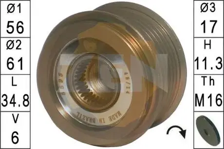 Шкив генератора инерционный ERA ZN5595