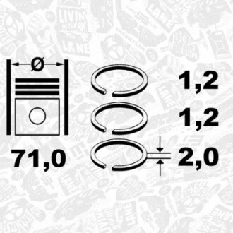 Набір колець на поршень ET ENGINETEAM R1010600