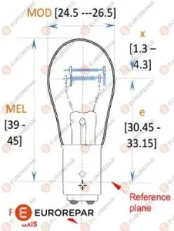 Лампа накаливания P21/5W 12V 21/5W EUROREPAR 1616431380