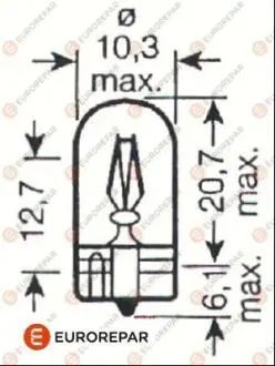 Лампа розжарювання W5W 12V 5W EUROREPAR 1616431580