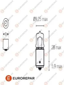 ЛАМПОЧКА 12V-H6W EUROREPAR 1616431880