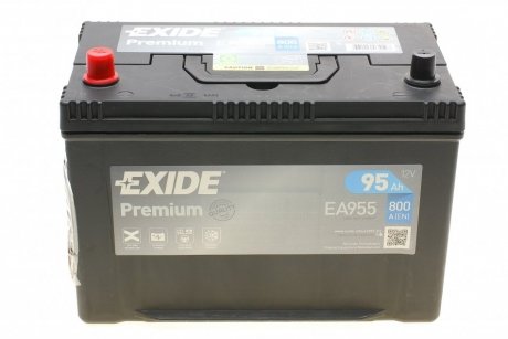 Аккумуляторная батарея 95Ah/800A (306x173x222/+/L/B01) Premium Азия EXIDE EA955 (фото 1)