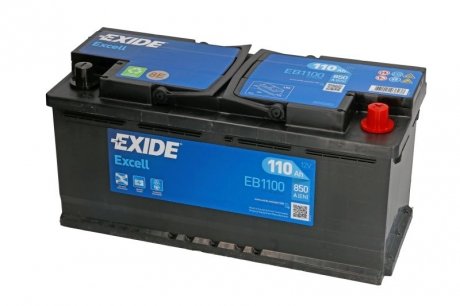 Акумуляторна батарея 110Ah/850A (392x175x190/+R/B13) Excell EXIDE EB1100 (фото 1)