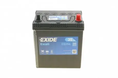 Аккумуляторная батарея 35Ah/240A (187x127x220/+R/B00/B1) Excell Азия EXIDE EB356