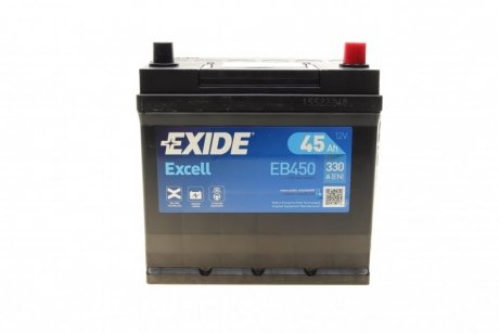 Акумуляторная батарея 45Ah/330A (220x135x225/+R/B1) Excell EXIDE EB450 (фото 1)
