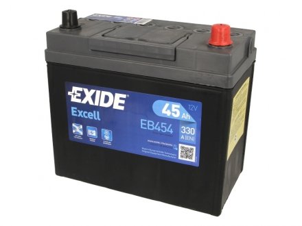 Акумуляторна батарея 45Ah/330A (237x127x227/+R/B00) Excell Азія EXIDE EB454 (фото 1)