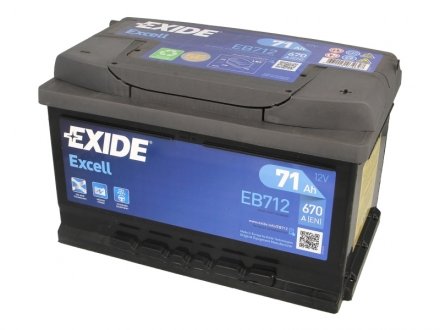 Акумулятор EXCELL 12V/71Ah/670A EXIDE EB712