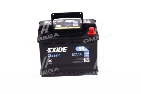 Аккумулятор 55Ah-12v CLASSIC (242х175х190), R, EN460 EXIDE EC550 (фото 1)