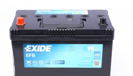 Аккумуляторная батарея 95Ah/800A (306x173x222/+L/B01) (Start-Stop EFB) Азия EXIDE EL955 (фото 1)